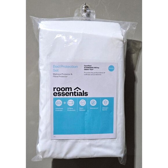 Room Essentials Queen Size Waterproof Mattress & Pillow Protectors 3 Piece Set - Picture 1 of 8